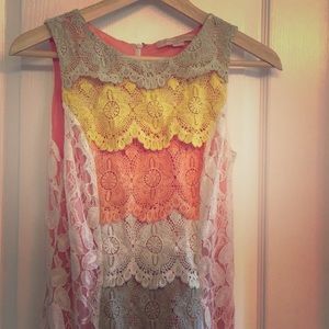 Beautiful champagne strawberry mini lace dress